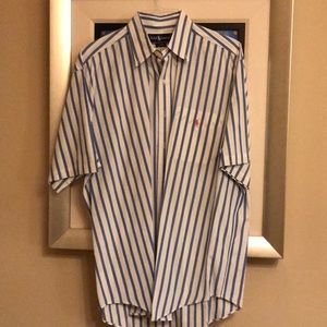 Short Sleeve Blue Striped Ralph Lauren Shirt